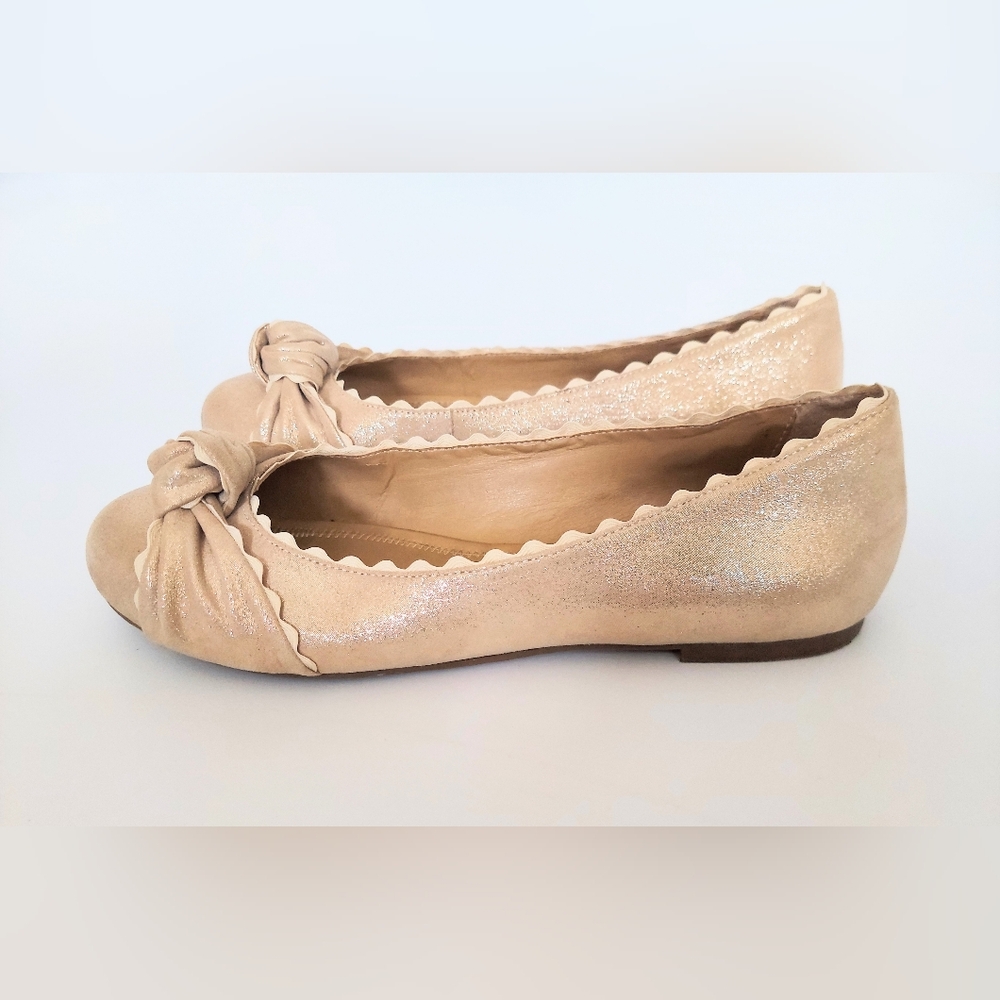 Jack Rogers Holly Gold Knot Scalloped Metallic Ballet Flats Size 6M - Picture 5 of 8